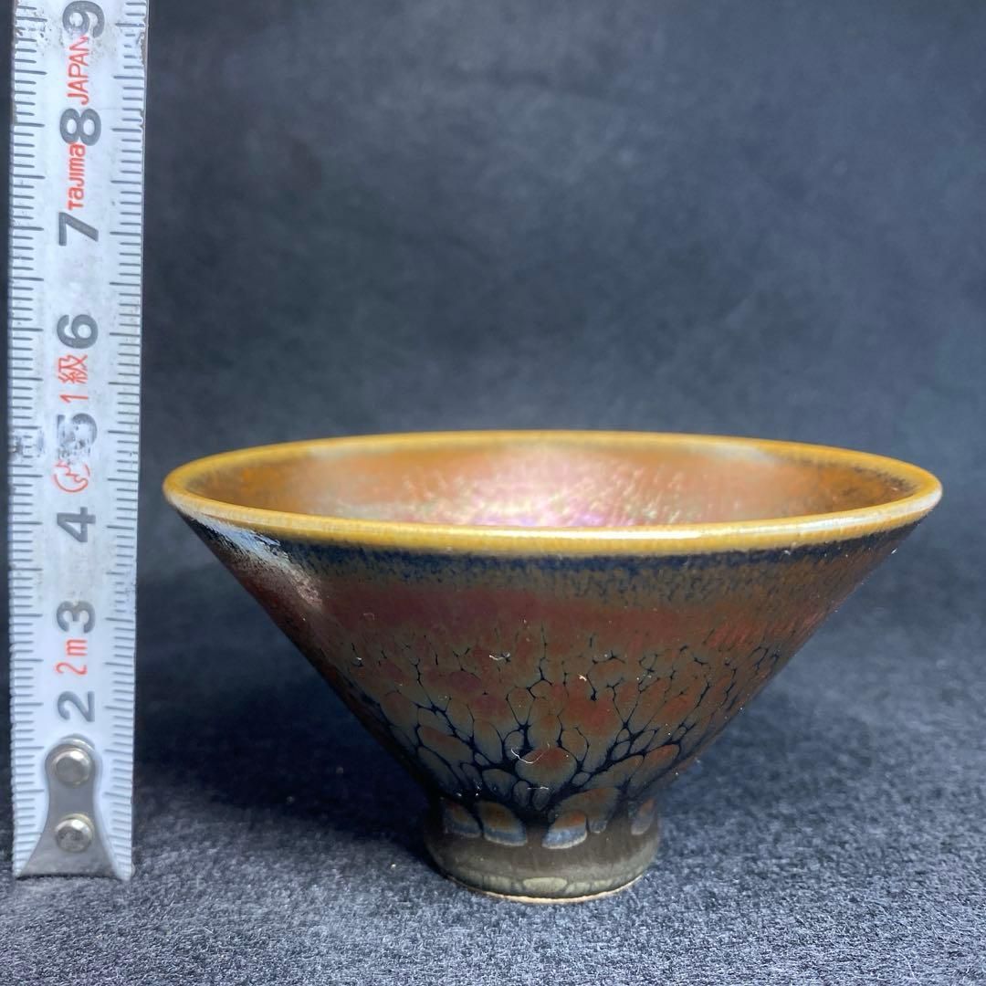 邵椋揚作　極上油滴天目茶碗　共箱　直径8.1㎝　東Y6-0402☆2Fトニカ 邵椋揚作 極上油滴天目茶碗 共箱 直径8.1㎝ 東Y6-0402☆2Fトニカ