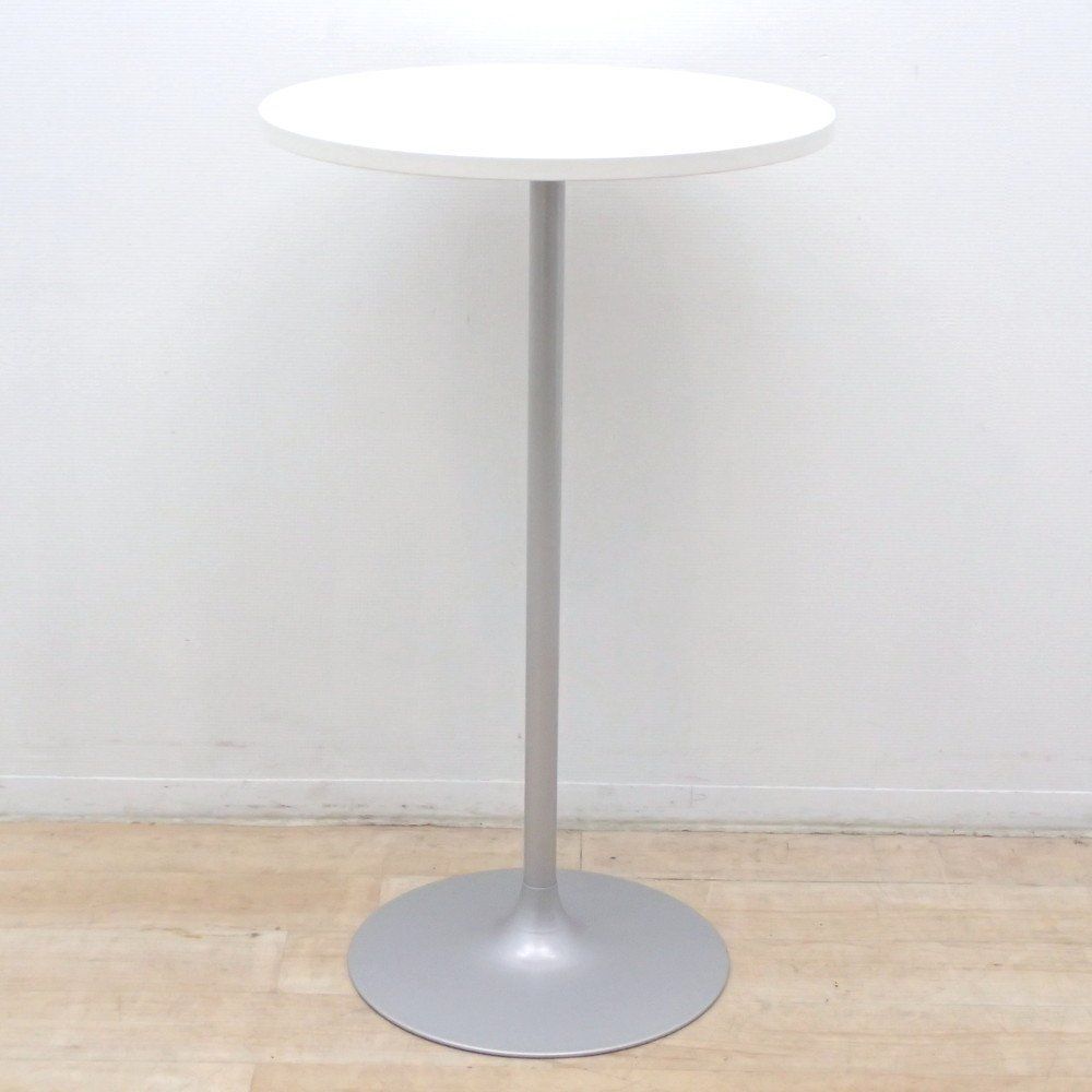 丸テーブル ハイテーブル 直径60㎝ ホワイト カフェテーブル ラウンドテーブル 店舗 オフィス 多目的 EG18827 オフィス家