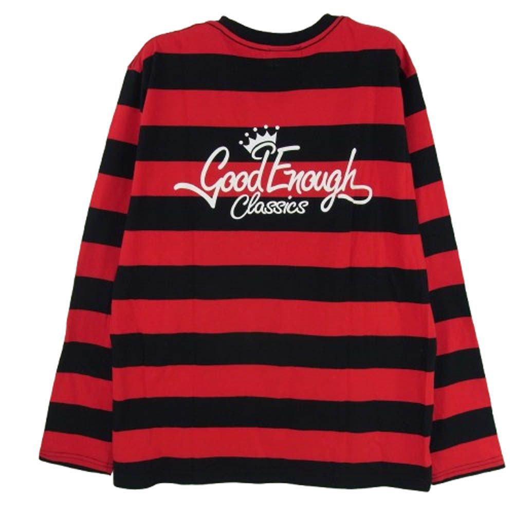 GOODENOUGH グッドイナフ 復刻 classic logo border cut and sew クラッシックロゴ ボーダー カットソー 袖グラムg タグ 長袖 Tシャツ ロンT レッド系 ブラック系