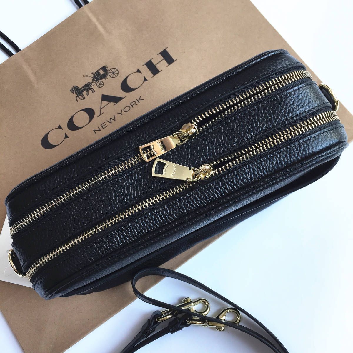 ☆新品☆コーチ/COACH バッグ F39856 ブラック ダブルジップ ショルダーバッグ クロスボディー レディースバッグ - メルカリ