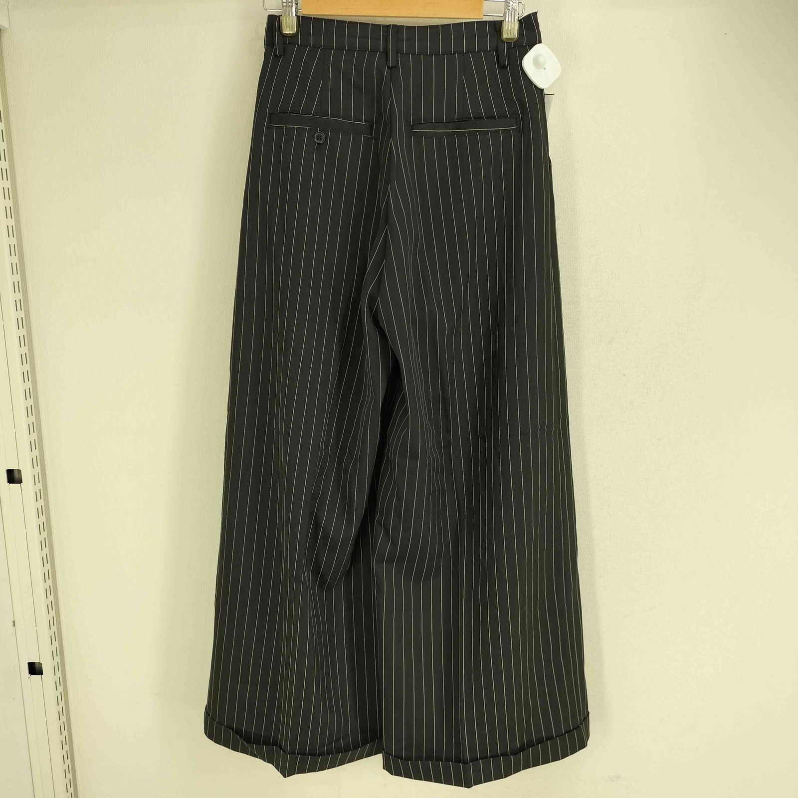 MandO ストライプワイドパンツ 黒 MandO（nemne store） スラックス 「MandO」アソートワンタック