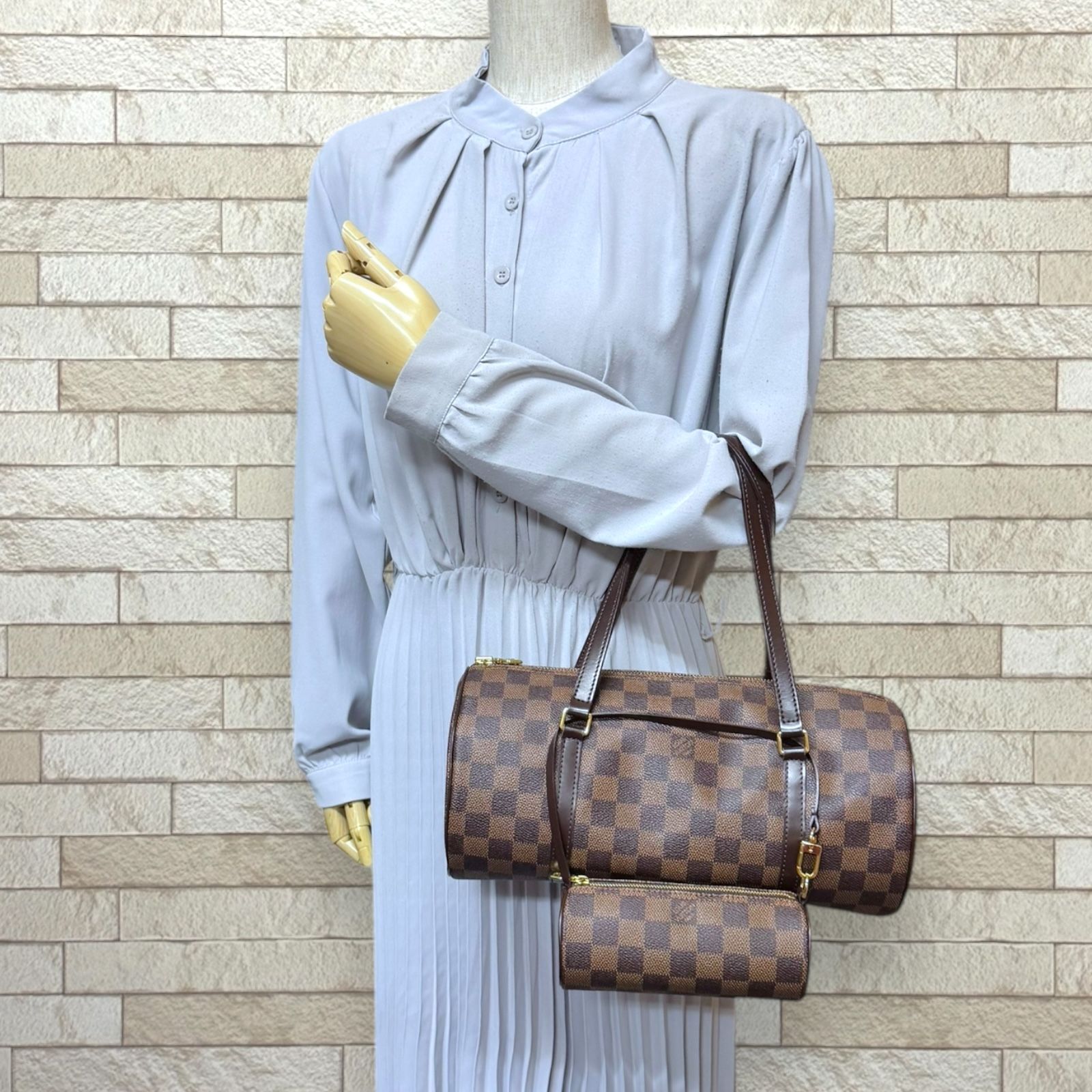 ルイヴィトン パピヨン30 ダミエ ハンドバッグ ダミエキャンバス