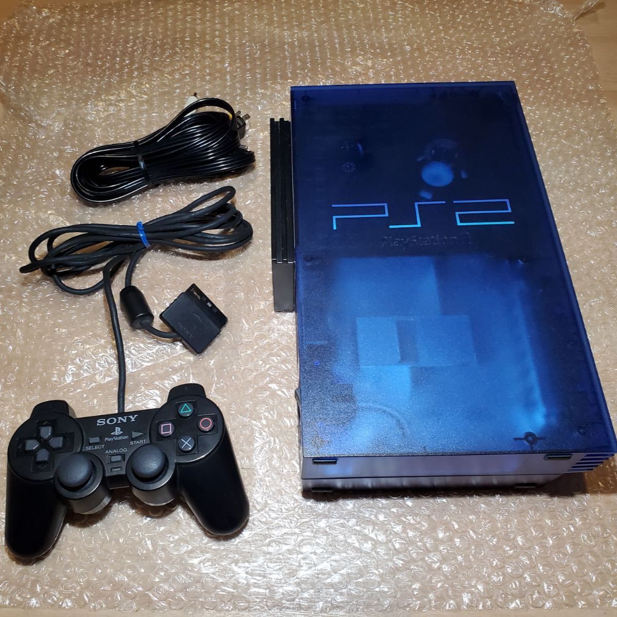 良品】 PS2 オーシャンブルー本体 箱、説明書付き SCPH-37000L-