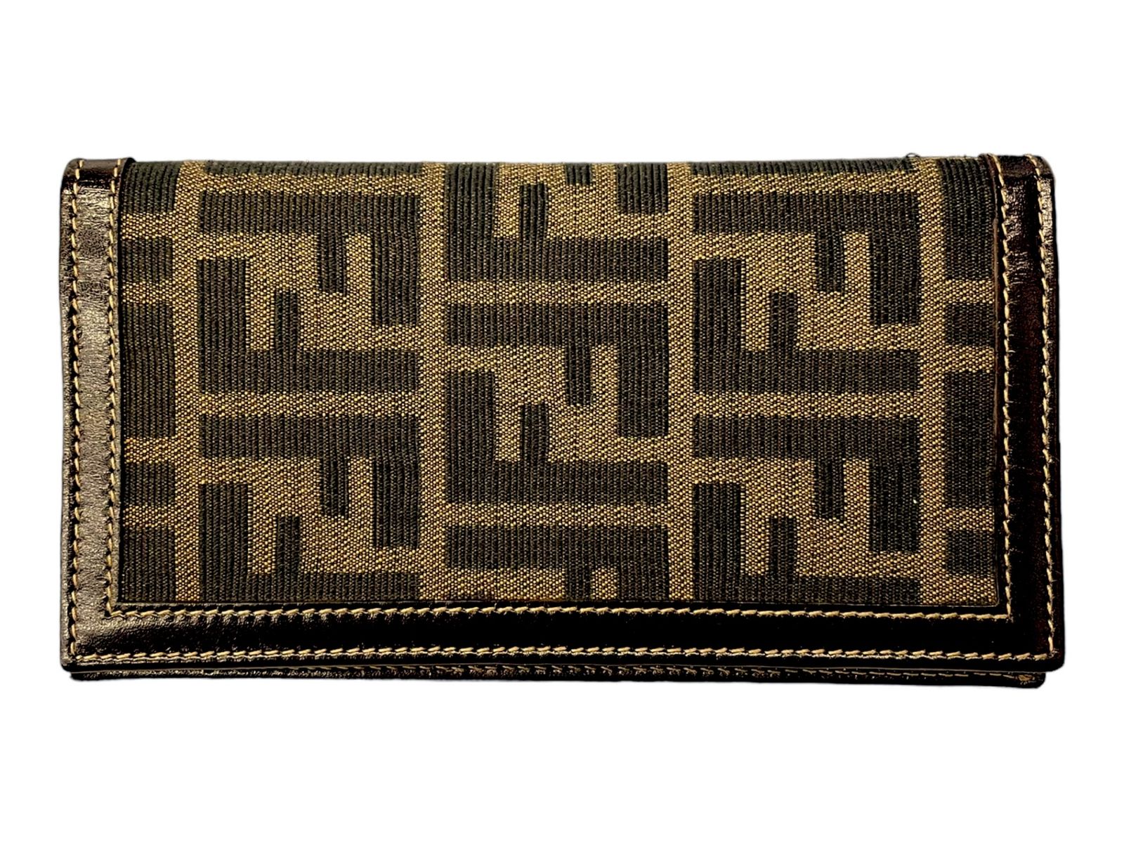 Fendi FFロゴ長財布 ブラウン FENDI フェンディ 長財布 メンズ FF柄 ズッカ ロゴ バイカラー