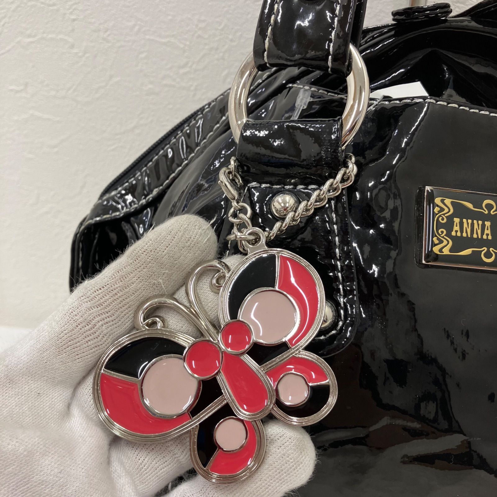 4875 ANNA SUI アナスイ トートバッグ ハンドバッグ 黒 ブラック 