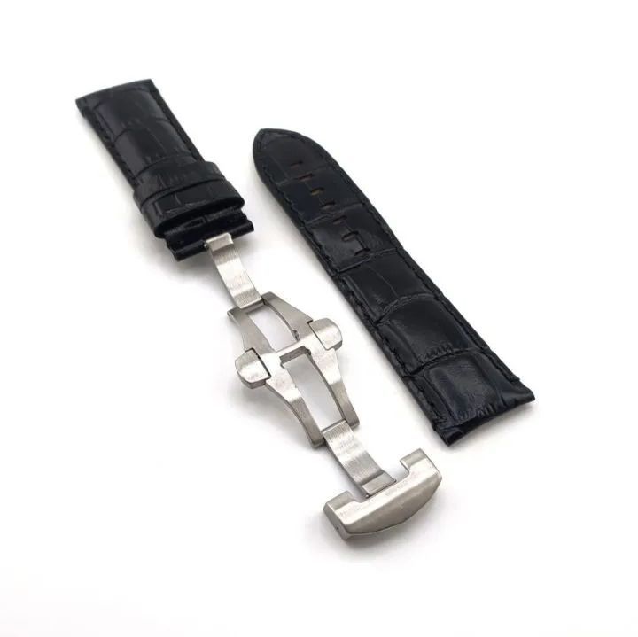 PANERAI パネライ 純正 24mm 尾錠用 カーフ レザー ベルト 黒 - レザー