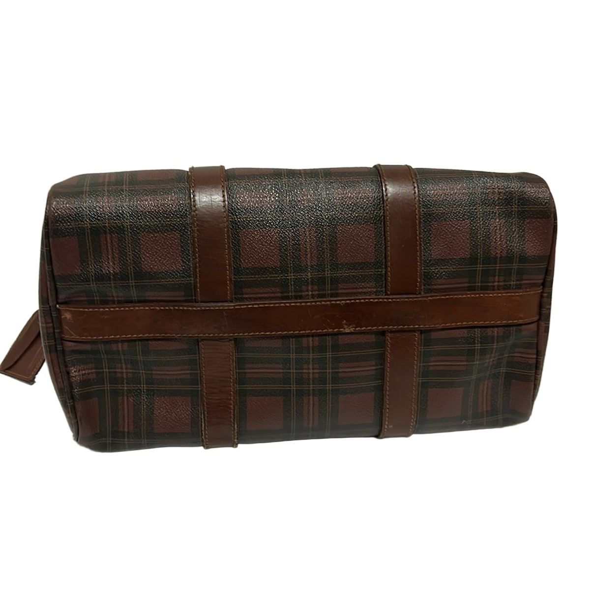 美品 ラルフローレン ハンドバッグ ミニボストン チャーム 鍵 レザー ブラウン ミニボストンバッグ ハンドバッグ ブラックウォッチ ブラシ付き PVC