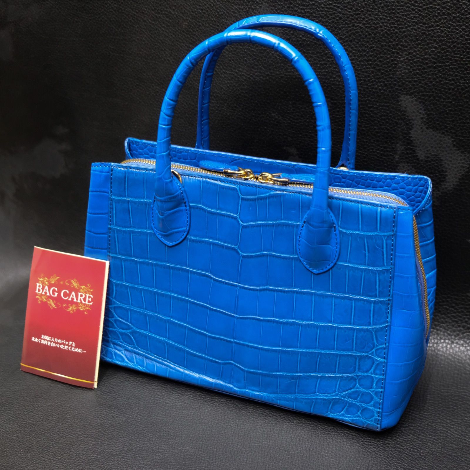 三京商会 クロコダイル＆牛革型押し ハンドバッグ 2way