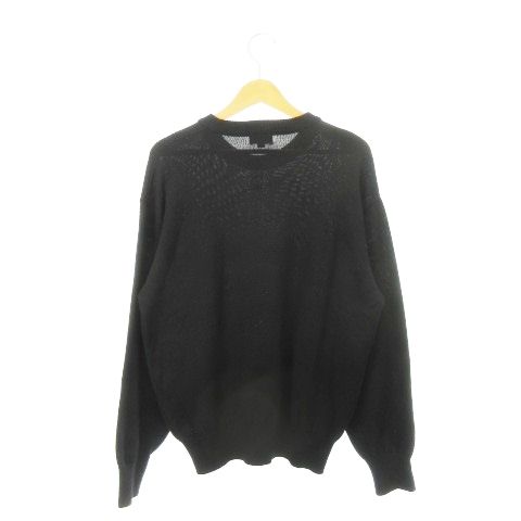 バーバリーゴルフ BURBERRY GOLF ニット セーター クルーネック 長袖 ウール ロゴ刺繍 ゴルフ M 黒 ブラック AH11 GY18