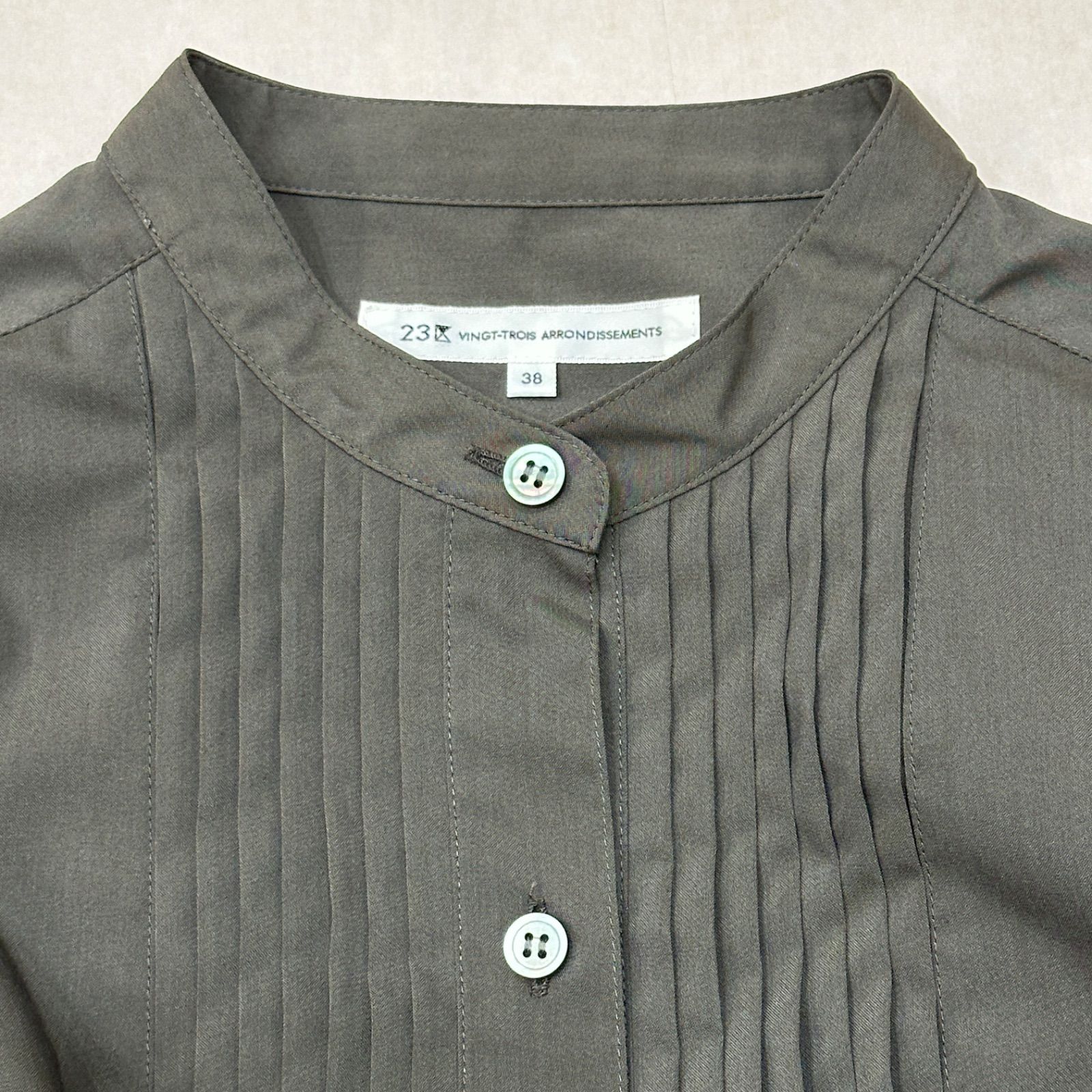 美品】23区 サイズ38【洗える】プレーンストレッチタフタ シャツ