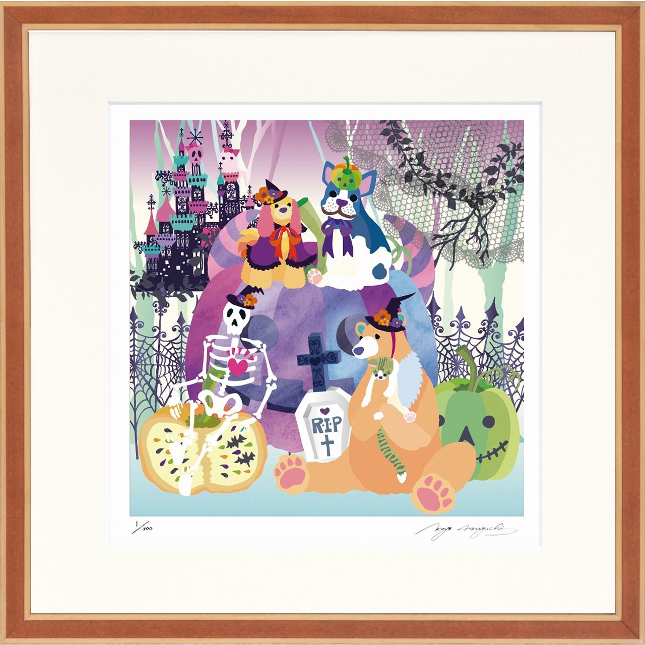 絵画 ほらぐちかよ ジャック・オ・ランタンに腰掛けて（C6736