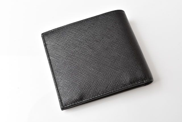 未使用プラダ折財布2MO738 /サフィアノトライアングル ブラック