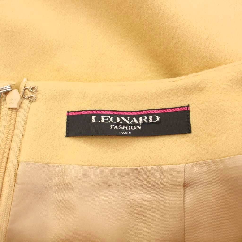レオナール LEONARD タイトスカート ひざ丈 スリット ロゴ