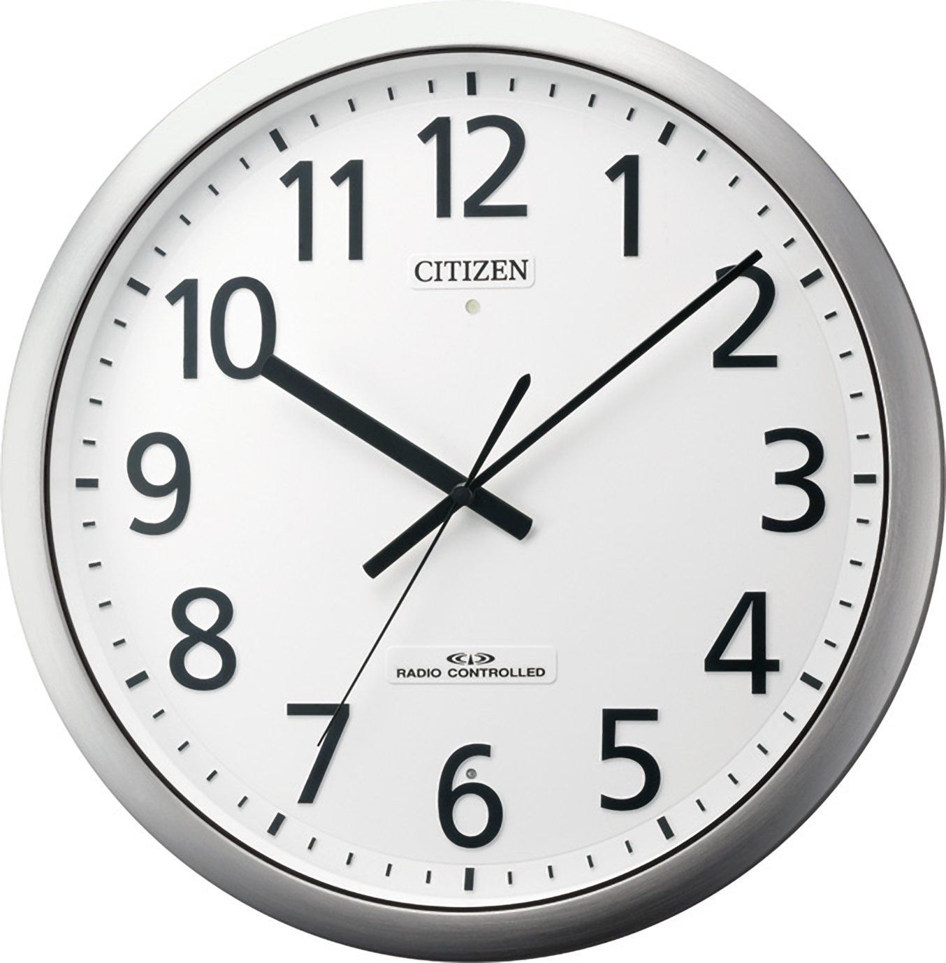 【人気商品】電波時計 防滴防塵 ステンレス枠 掛け時計 シルバー Ф380×57mm シチズン CITIZEN パルフィス484 リズム(RHYTHM) 8MY484-019