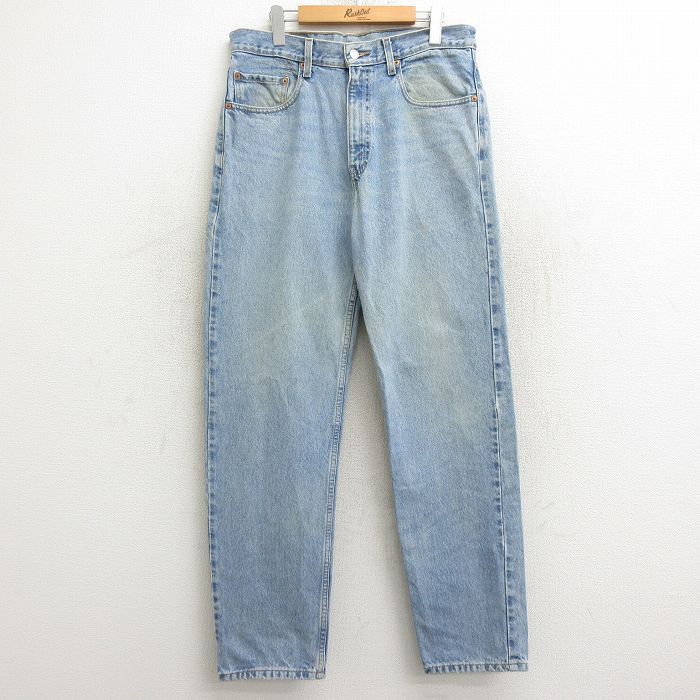 W34/古着 ジーンズ Levis リーバイス 550 メンズ 00s ヒゲ コットン 紺 ネイビー デニム 24sep13 中古 ボトムス ジーパン Gパン ロング パ