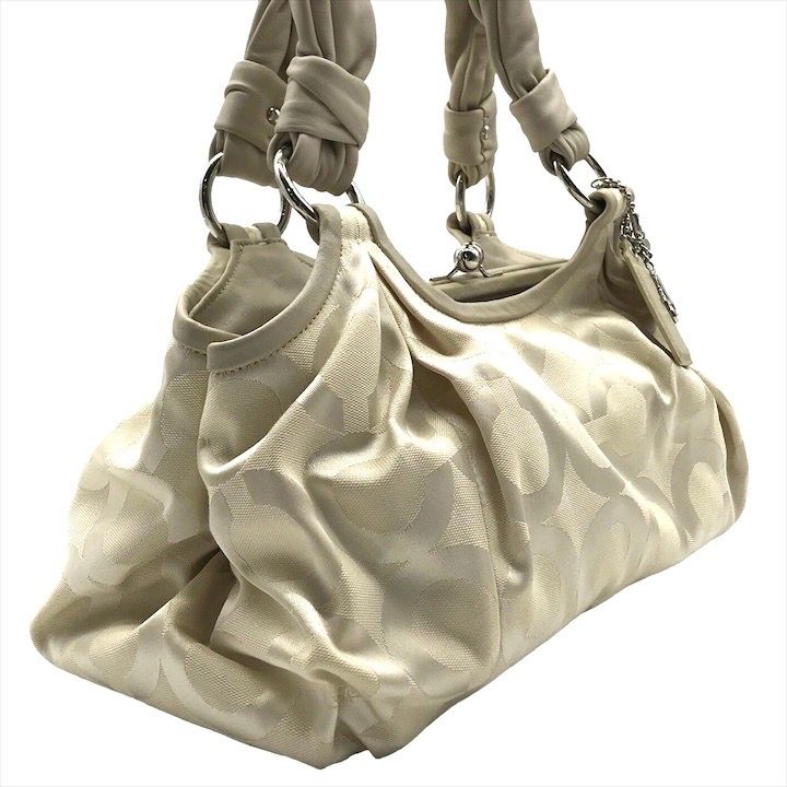 美品 COACH コーチ シグネチャー がま口 キャンバス レザー