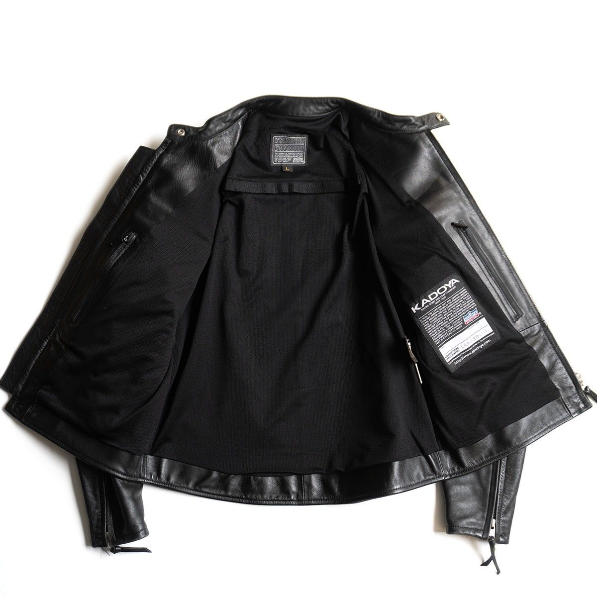 美品】KADOYA【シングルライダースジャケット】 L ブラック レザー