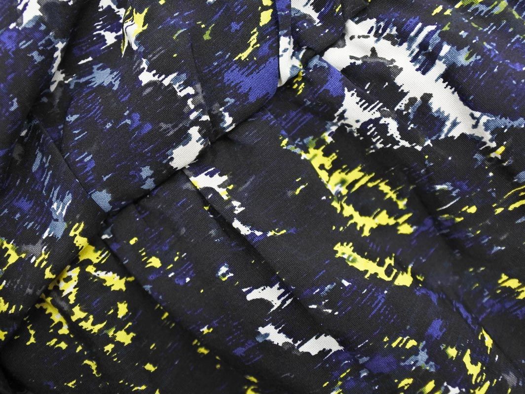 Drawer ドゥロワー シルク100% ロングワンピース 花柄　36 紺 Drawer ドゥロワー シルク100% ロングワンピース 花柄 36 紺