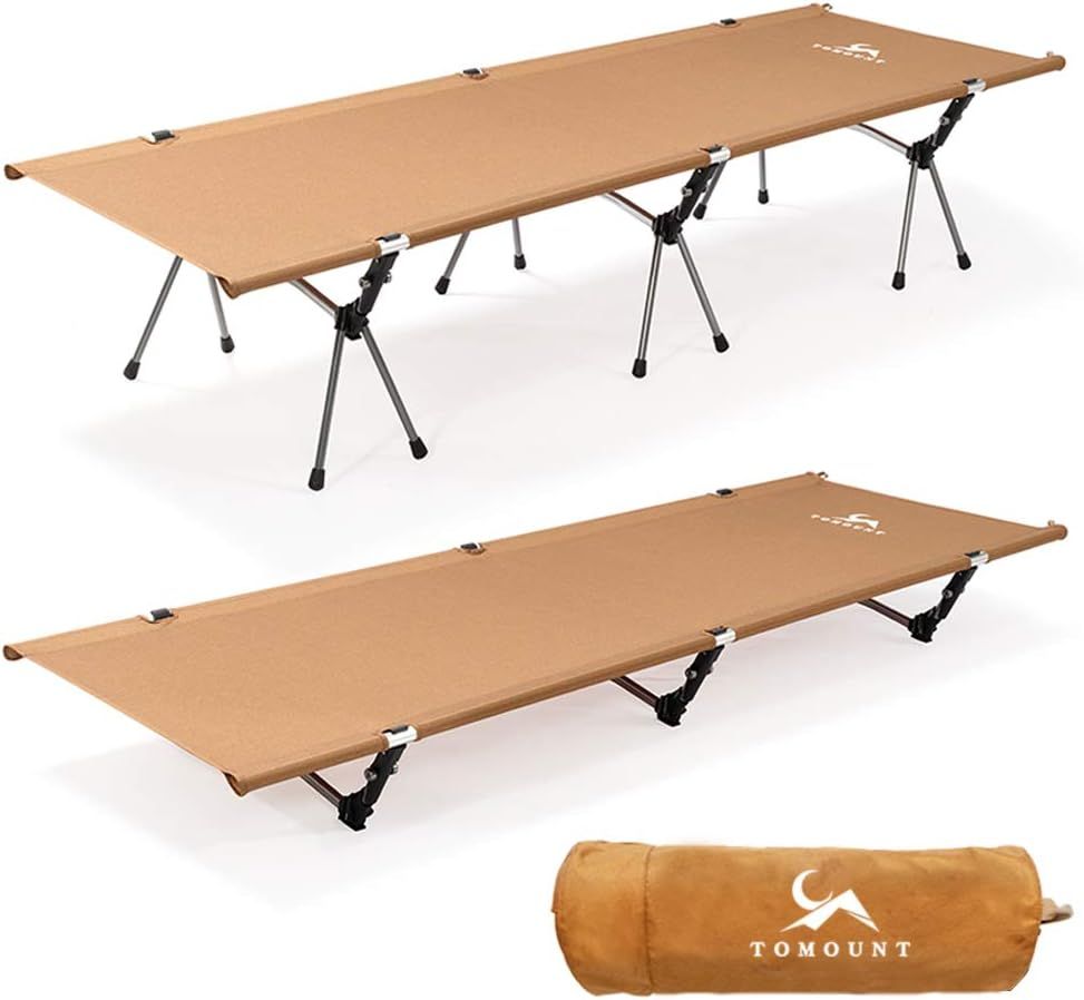 TOMOUNT アウトドアベッド キャンプコットコンパクト 折りたたみ式 耐荷重150kg 2WAY 高低兼用 高さ調整2段階 軽量 簡易バイクツーリング 野外用 自宅用 会社用 収納バッグ付き