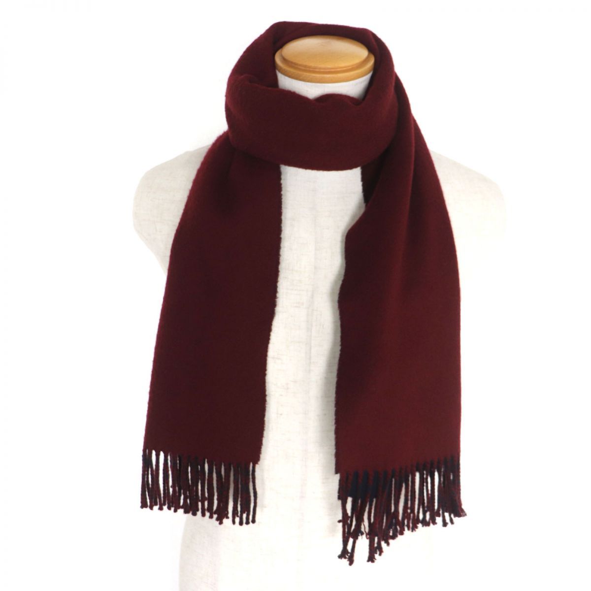 良品▽HERMES エルメス ロゴ刺繍入り フリンジ付き カシミヤ100  