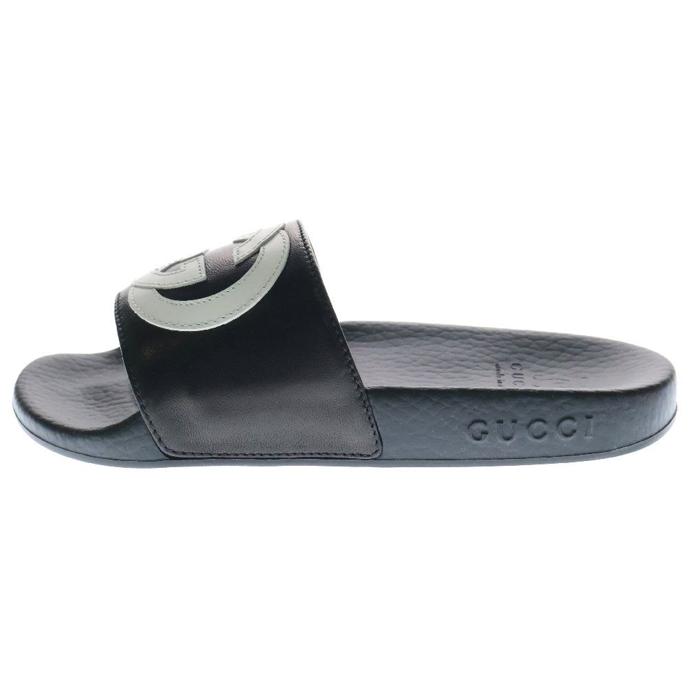 GUCCI グッチ Interlocking G Cut Slide Sandal インターロッキングG レザー スライドサンダル ブラック キッズ 662215 0R0F0