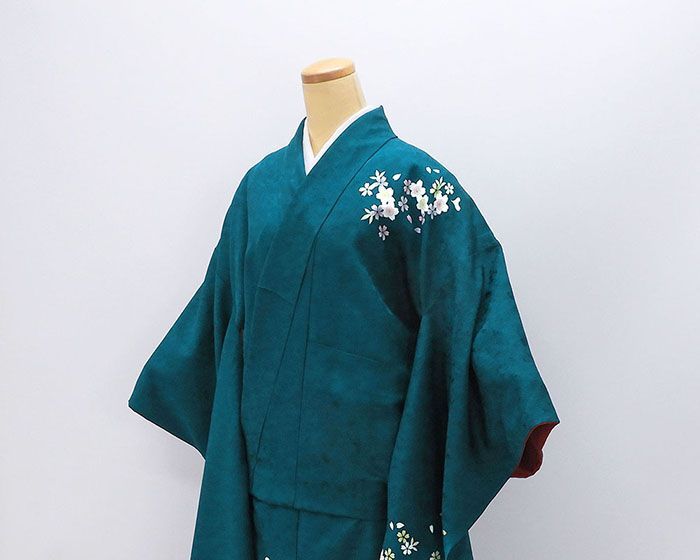 ＊正絹/振袖 振袖 正絹 梅 桜 牡丹 身丈170.5cm 裄丈67.5cm 美品 中古