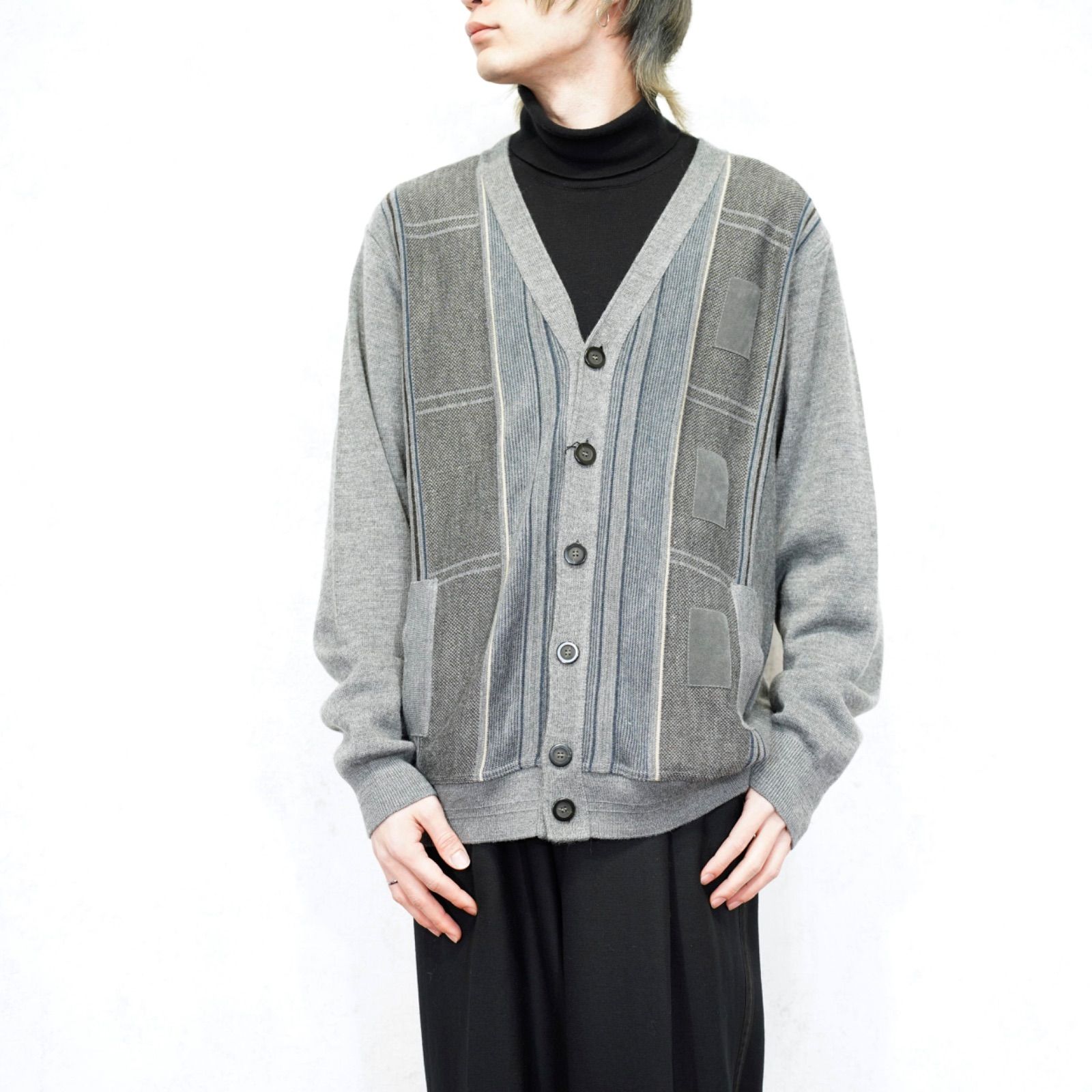 USA VINTAGE VINCENT KELLY MODE PATTERNED DESIGN KNIT CARDIGAN 