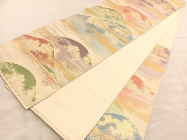 平和屋着物○西陣 川島織物謹製 六通柄 本袋帯 遠山文 金銀糸 正絹