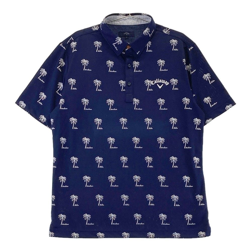 サイズ：3L CALLAWAY キャロウェイ  半袖ポロシャツ ヤシの木柄 ネイビー系 [240101251620]# ゴルフウェア メンズ ストスト
