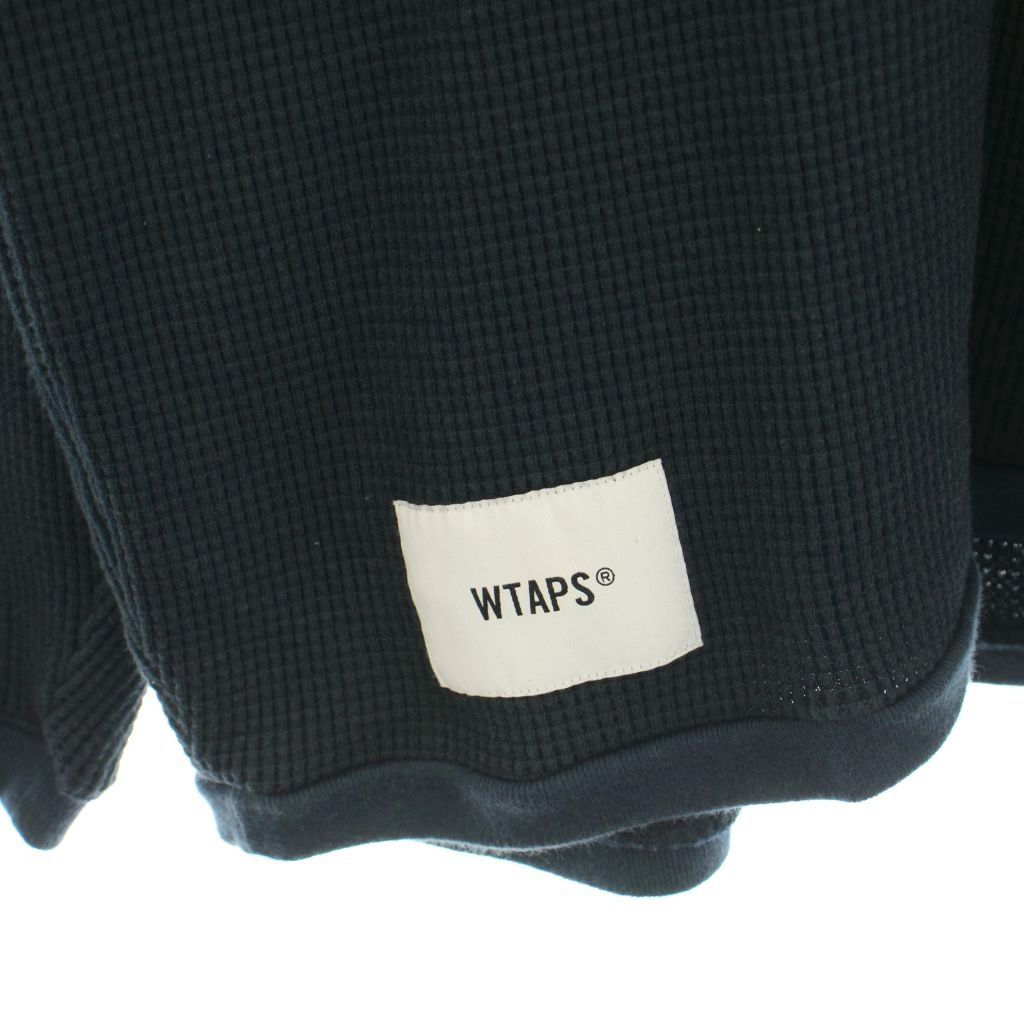 春／夏商品続々入荷！ ダブルタップス WTAPS WAFFLE LS COPO Tシャツ カットソー 長袖 クルーネック ワッフル地 ロゴ刺繍 03 紺 ネイビー 211ATDT-CSM28 KU