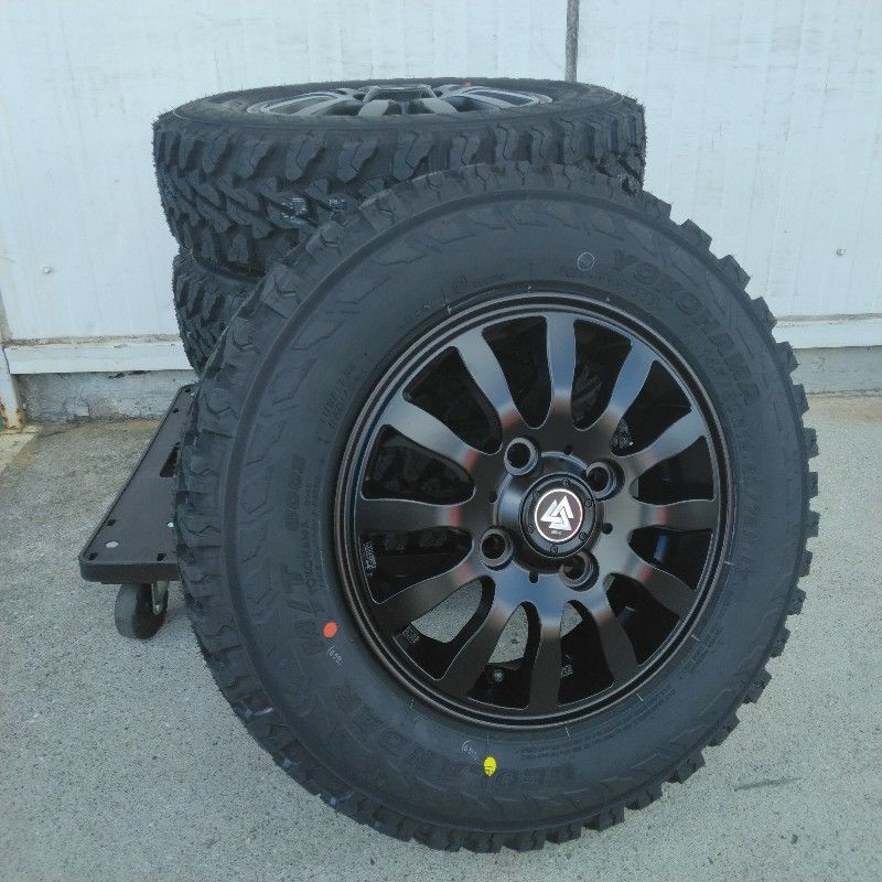 ファッションショー 4本セット 軽トラック 軽バン 車検対応 145 80R12 YOKOHAMA ジオランダー MT ホワイトレター タイヤホイールセット 12インチ Bounty MUD-Xii 毎日新作アイテム入荷中！