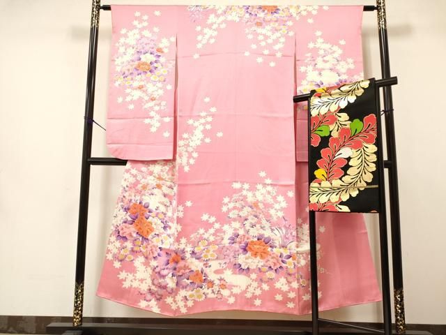 平和屋着物∵女の子 十三参り 子供 祝着 袋帯セット 駒刺繍 牡丹花文 金彩 DAAW2998ma