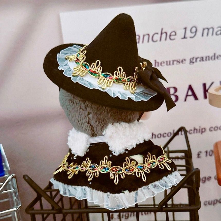 10cm】 ぬい服 かわいい 魔法使いのお洋服 魔女 ブラック 黒色