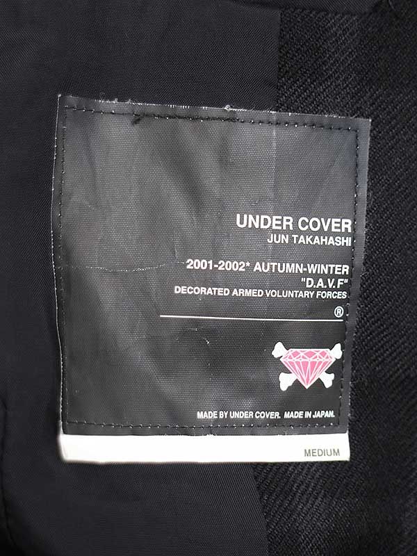 UNDER COVER アンダーカバー 01AW D.A.V.F期 宝飾デザインチェック柄ウールテーラードジャケット ブラック M