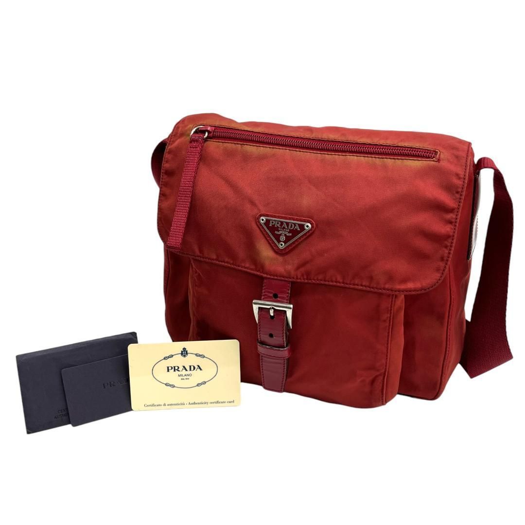 美品 PRADA プラダ ショルダーバッグ 三角ロゴ 白タグ Gカード付