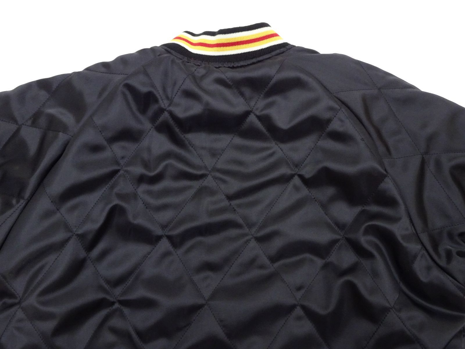 ピークドイエロー　スカジャン　リバーシブル　キルティング　袖刺繍　紺　黒　2XL ピークドイエロー スカジャン リバーシブル キルティング 袖刺繍 紺 黒 2XL