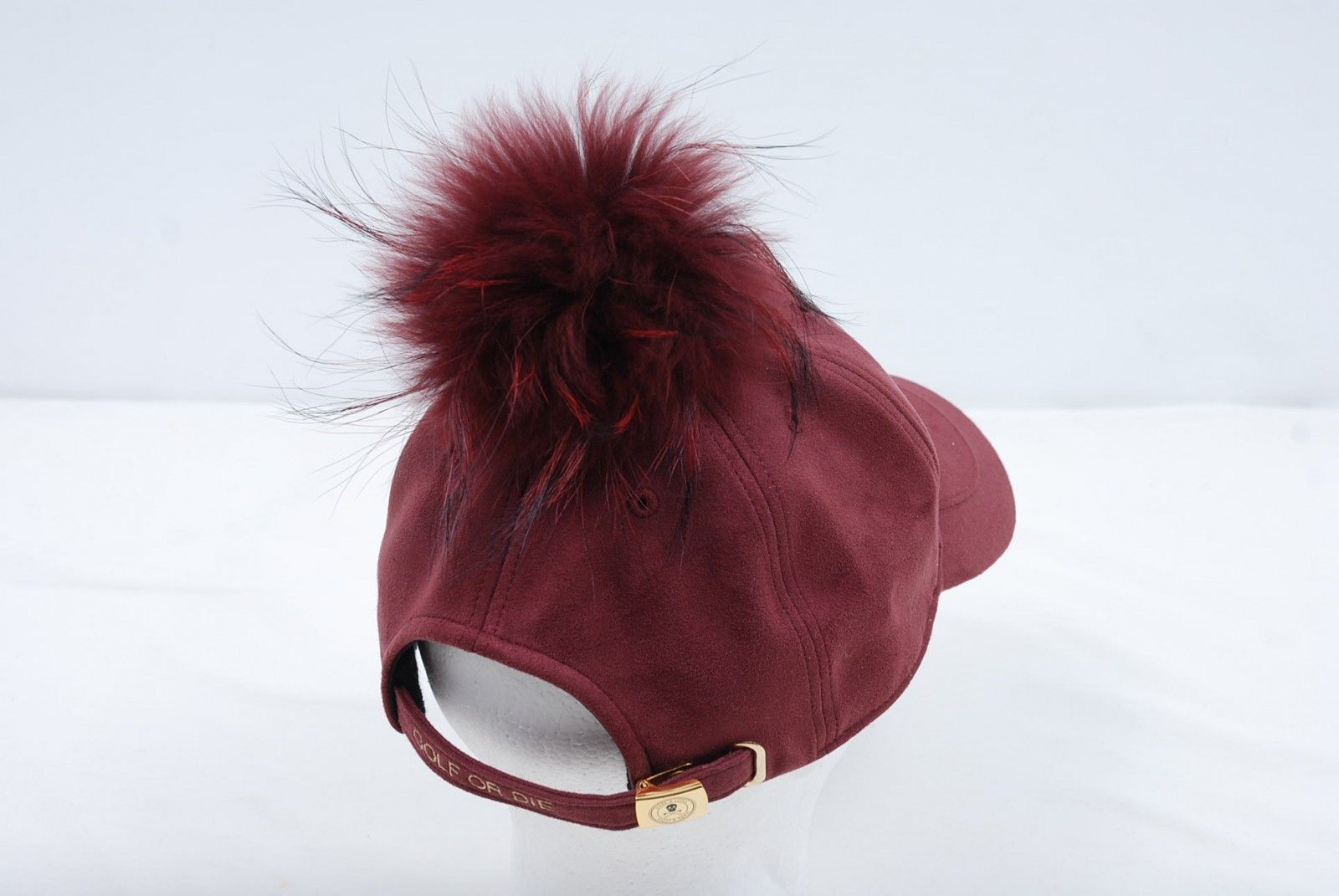 マークアンドロナ MARK-LONA キャップ フリー ワインレッド系 ボンボンファー付き フェイクスエード