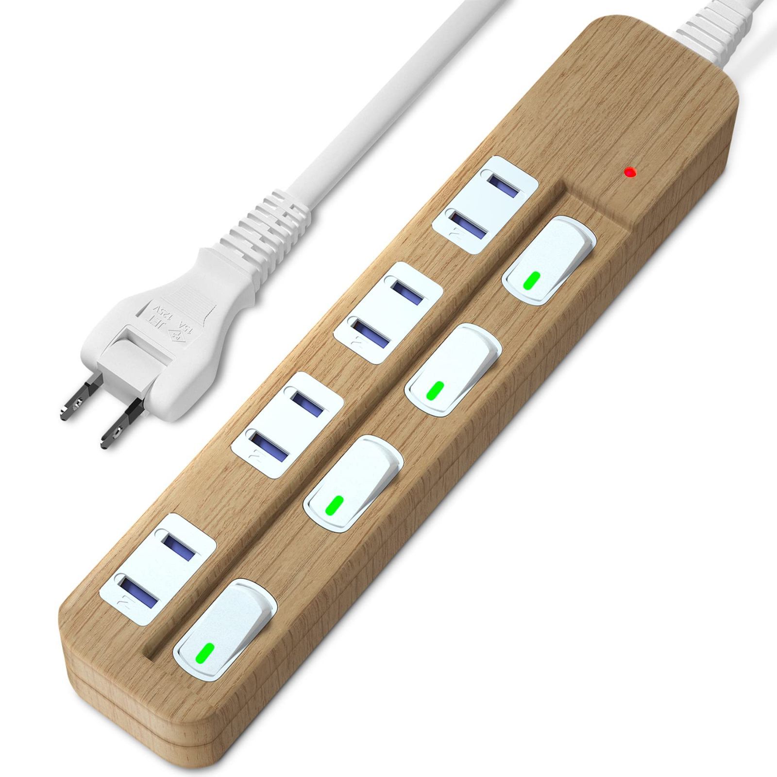 【新着商品】SAYBOUR 延長コード 木目調 電源タップ 雷ガード 個別スイッチ 節電タップ おしゃれ省エネ ACコンセント 4個口LED PSE認証済 (3m)