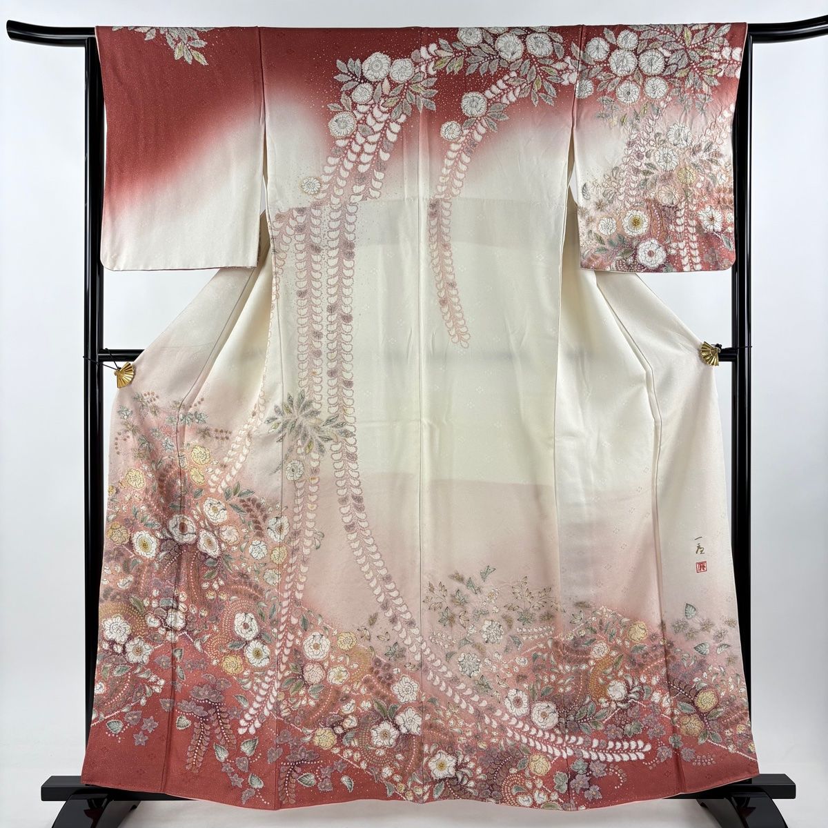 訪問着 身丈165cm 裄丈64cm M 袷 吉乃一廉 落款 辻ヶ花 銀通し