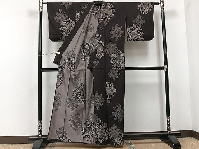 平和屋着物○上質なお召 間道 正絹 逸品 CAAU2620yc 平和屋着物○