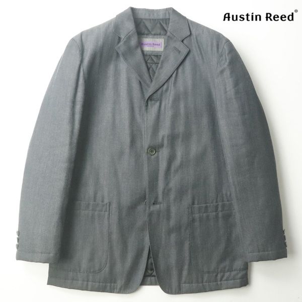 美品 英国 AUSTIN REED オースチンリード キルティング中綿入り 3つボタン コートジャケット 紺 ネイビー L【参考価格￥66，000-】