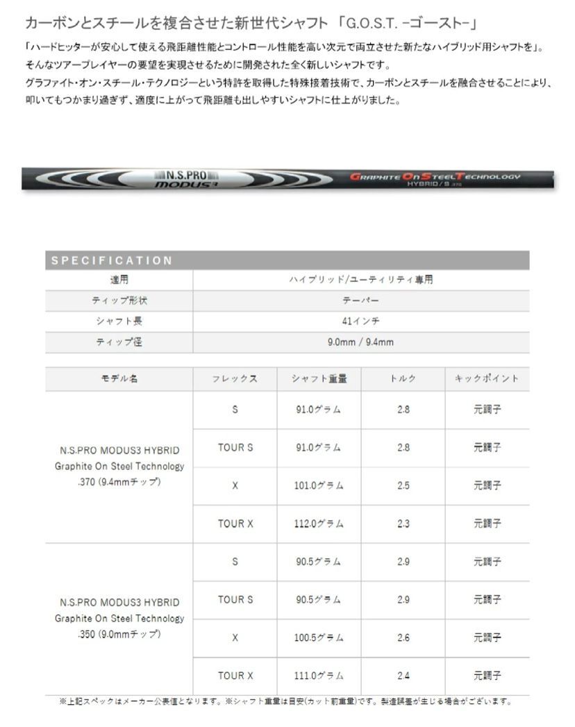 TI 【スパイン調整無料】 日本シャフト N.S.PRO モーダス ゴースト ハイブリッド 37 0 シャフト タイトリスト TS2 TS3  ユーティリティ 対応スリーブ付 MODUS 3 HYBRID GOST - メルカリ