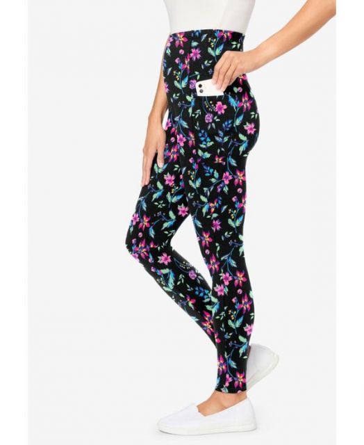 ウーマン ウィズイン レディース レギンス ボトムス Plus Size Tall Stretch Cotton Printed Pocket Legging Multi graphic floral DECORATOM_COM_BR