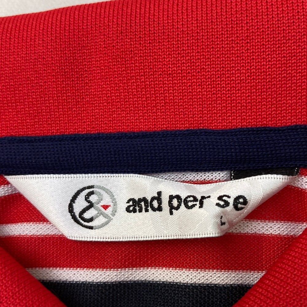 サイズ：L AND PER SE アンパスィ  半袖ポロシャツ ボーダー柄 レッド系 [240101427797] ゴルフウェア メンズ ストスト サイズ：L AND PER SE アンパスィ 半袖ポロシャツ ボーダー柄