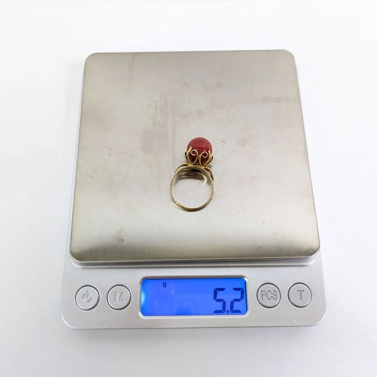 良品 アンティーク K18 血赤珊瑚 リング 5.5g 指輪 18金 大粒 10.5mm 