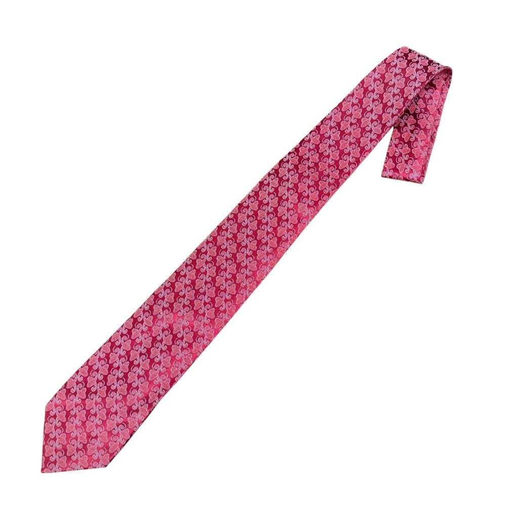 美品 Charvet シャルベ 小紋柄 シルク ネクタイ レギュラータイ レッド