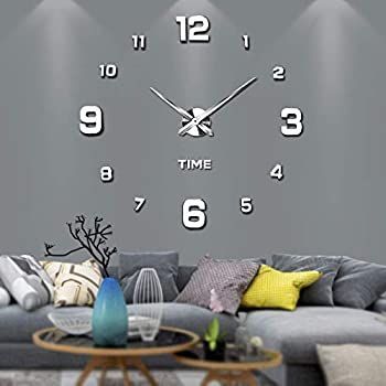 【中古】【輸入品・未使用】Vangold Modern Mute DIY Frameless Large Wall Clock 3d Mirror Sticker Metal Big Watches Home Office Decorations (Slive