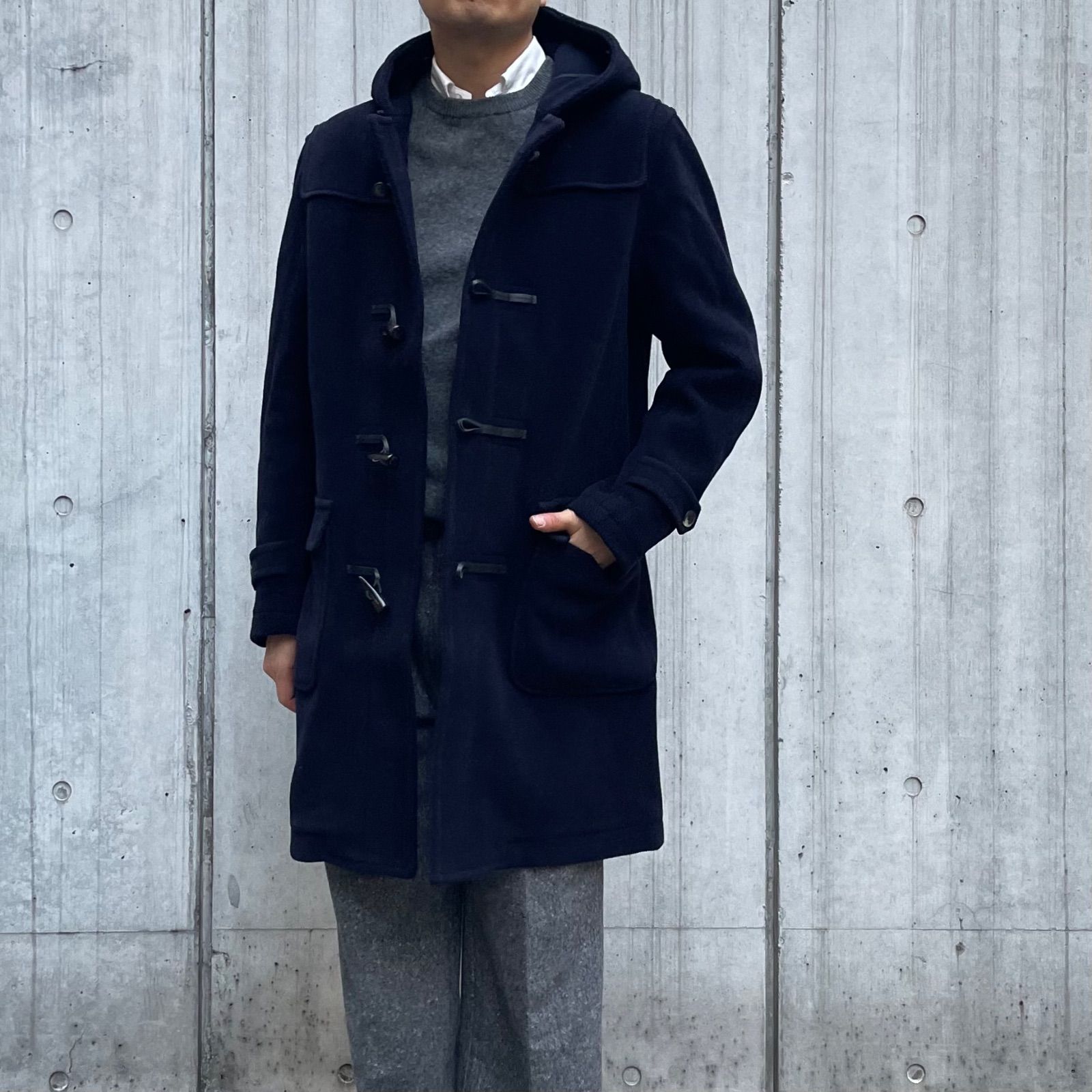 GRENFELL / ウール ヘリンボーン パイルカット ダッフルコート