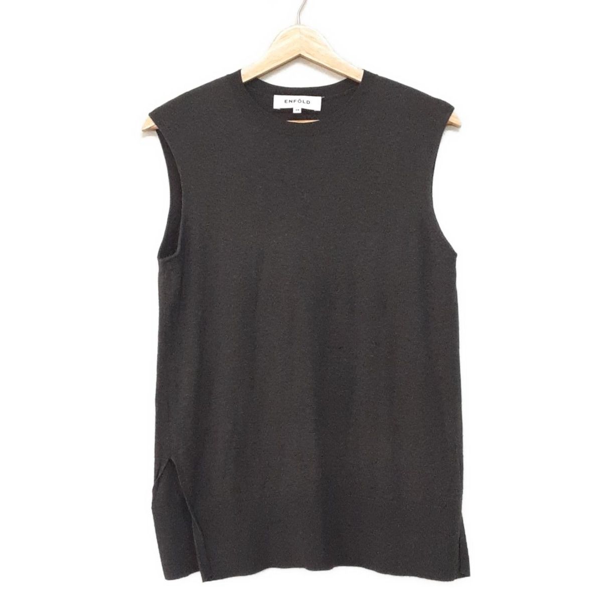 ENFOLD エンフォルド ノースリーブカットソー サイズ38 M レディース - ダークグレー クルーネック ニット シルク混