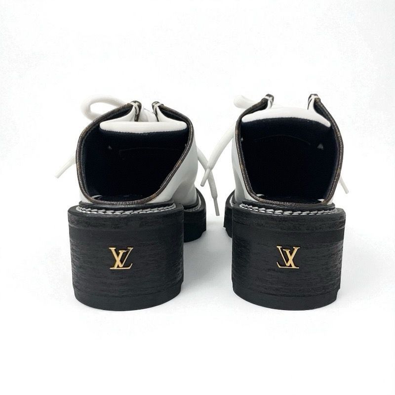ルイヴィトン LOUIS VUITTON ボブールライン モノグラム ローファー 革靴 靴 シューズ レザー ホワイト ブラウン LVロゴ ミュール ルイヴィトン LOUIS VUITTON ボブールライン モノグラム ローファー
